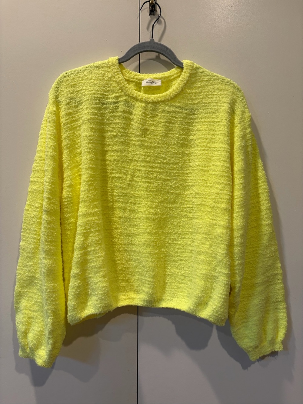 American Vintage Neon Yellow Textured Crewneck Sweater